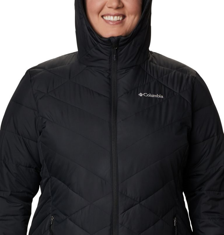 Women's Columbia Heavenly Long Hooded Jackets Black | Plus Size CA-W3406